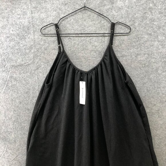 NWT Three Bird Nest Ellie Ruffle Midi Dress M Cami Black Crepe Scoop Neck Loose - Picture 3 of 10